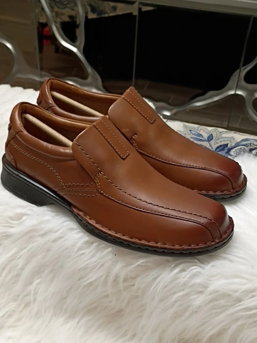 New Clarks Escalade Step Brown Leather Slip-On Comfort Loafers Men's 7M